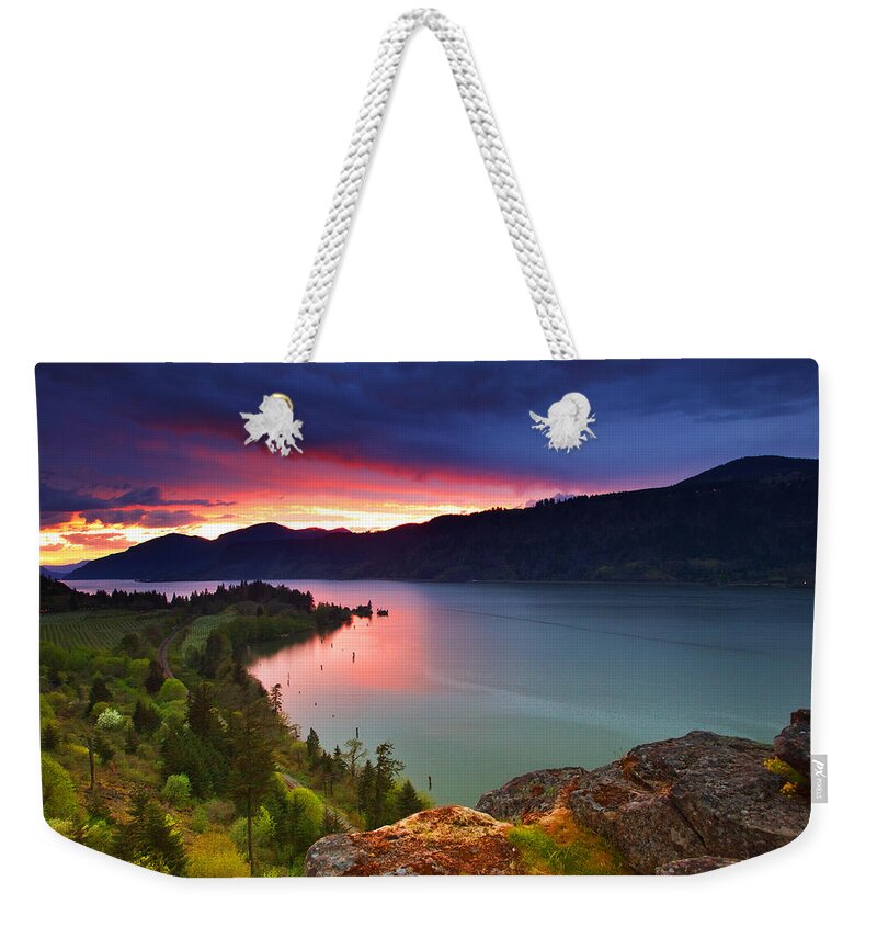 Sunset Weekender Tote Bag featuring the photograph Columbia Sunset by Darren White