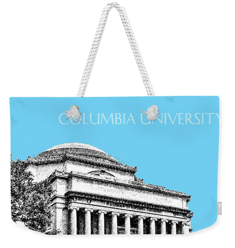 University Weekender Tote Bag featuring the digital art Columbia University - Sky Blue by DB Artist