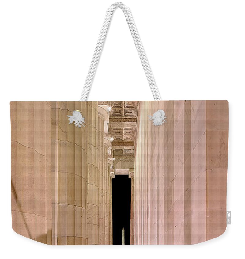 Metro Weekender Tote Bag featuring the photograph Columns and Monuments by Metro DC Photography
