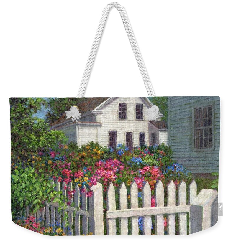 Summer Weekender Tote Bag featuring the painting Come into the Garden by Susan Savad
