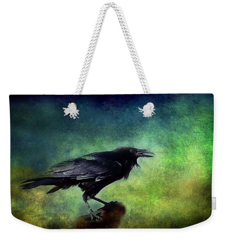 Ravens Weekender Tote Bag featuring the photograph Common Raven by Barbara Manis