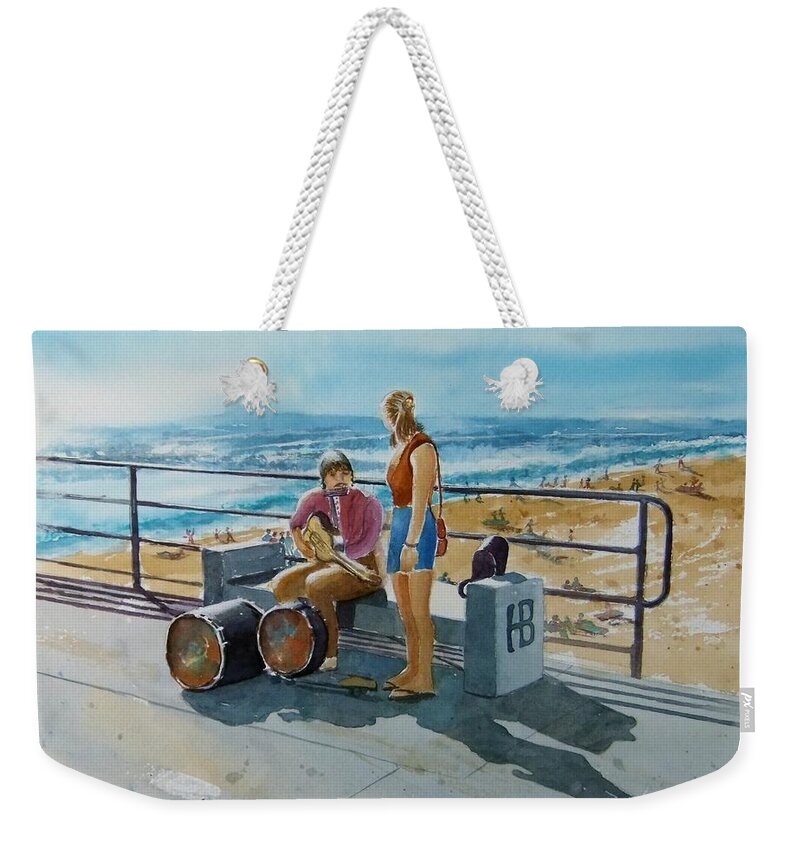 Music Weekender Tote Bag featuring the painting Concert in the Sun to an Audience of One by Debbie Lewis