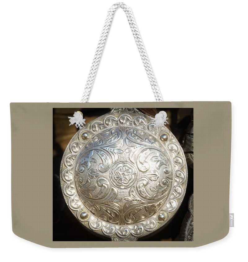 Western Tack Weekender Tote Bag featuring the photograph Concho by Diane Bohna