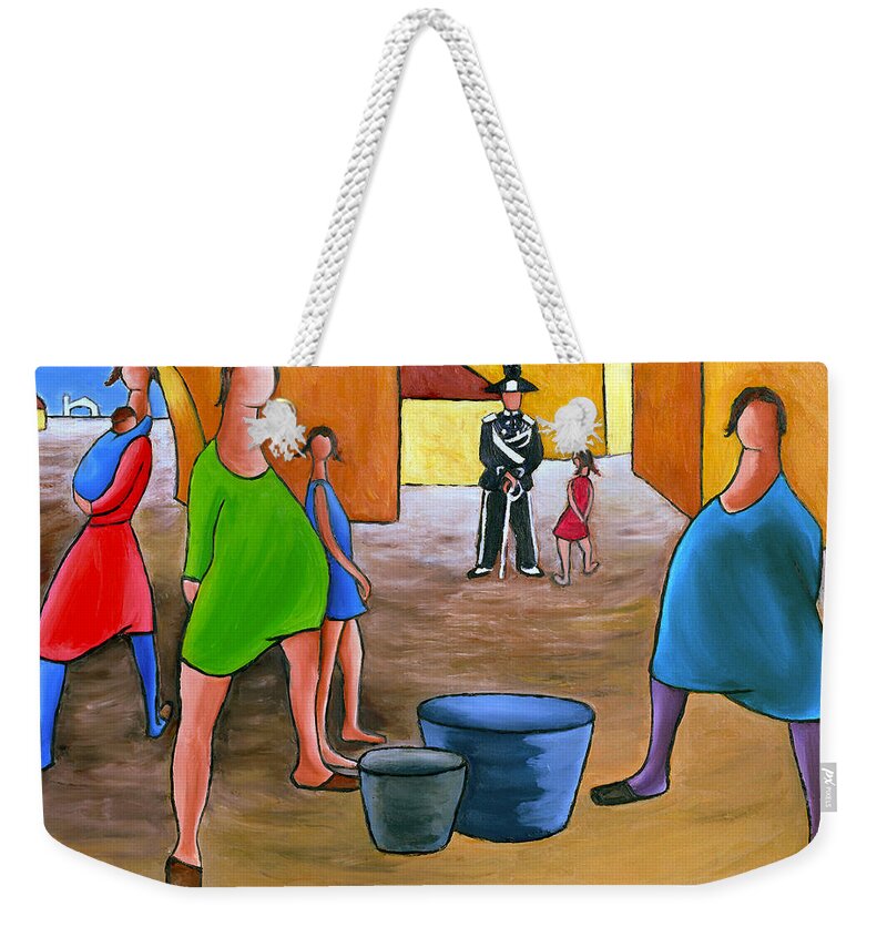 Mediterranean Village Life Weekender Tote Bag featuring the painting Constable And Little Girl by William Cain