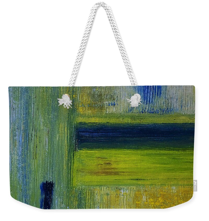 Abstract Weekender Tote Bag featuring the painting Contact by Dick Bourgault