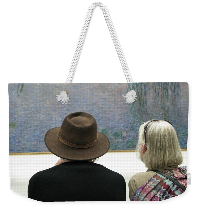 People Weekender Tote Bag featuring the photograph Contemplating Art by Ann Horn