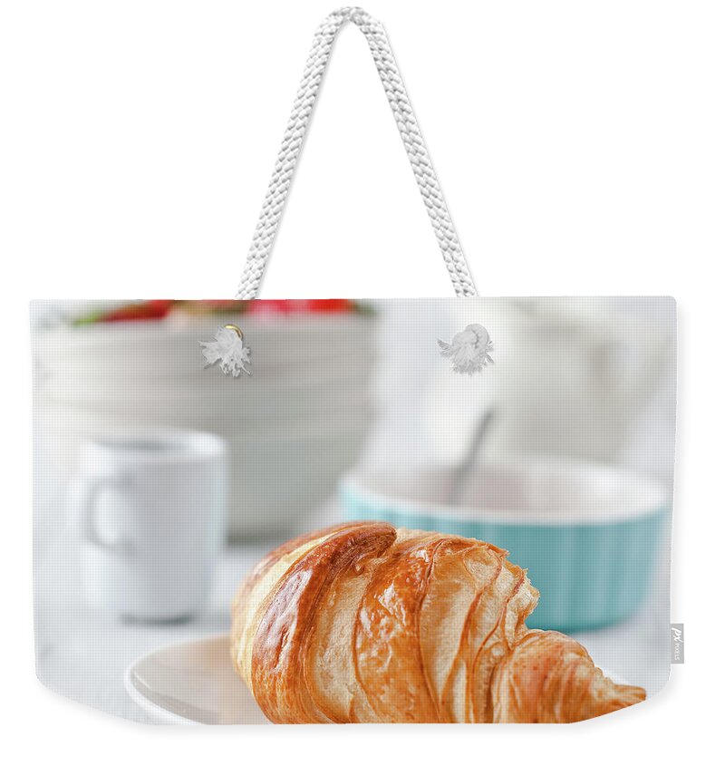 Breakfast Weekender Tote Bag featuring the photograph Continental Breakfast With Coffee And by Ola p