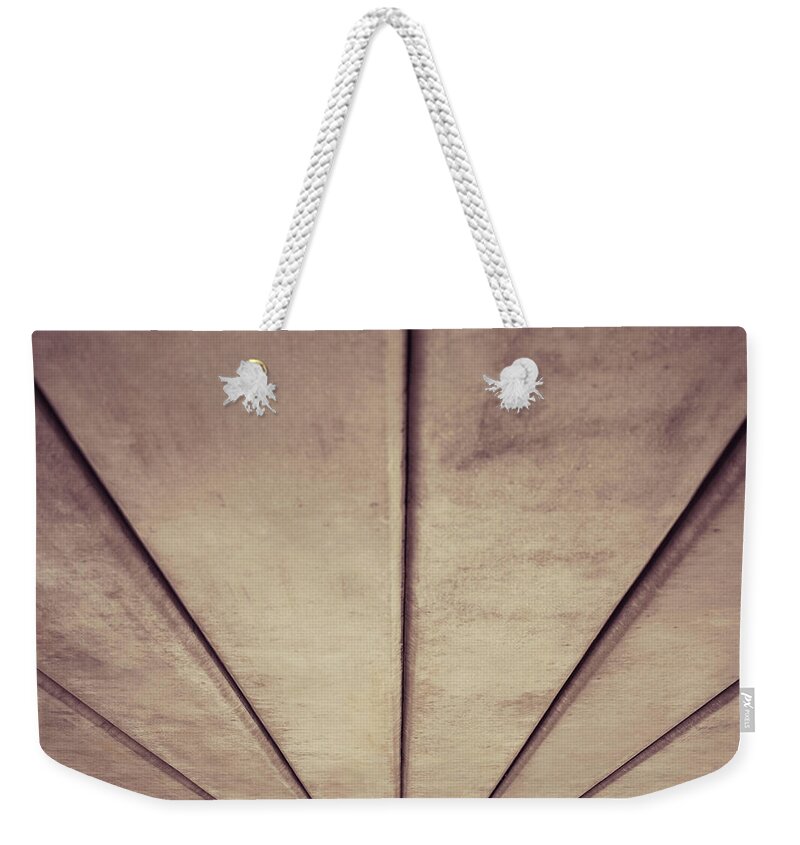 Built Structure Weekender Tote Bag featuring the photograph Converging Lines Under A Concrete Bridge by Helen Ogbourn