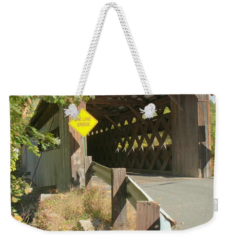 New England Weekender Tote Bag featuring the photograph Coombs Bridge by Caroline Stella