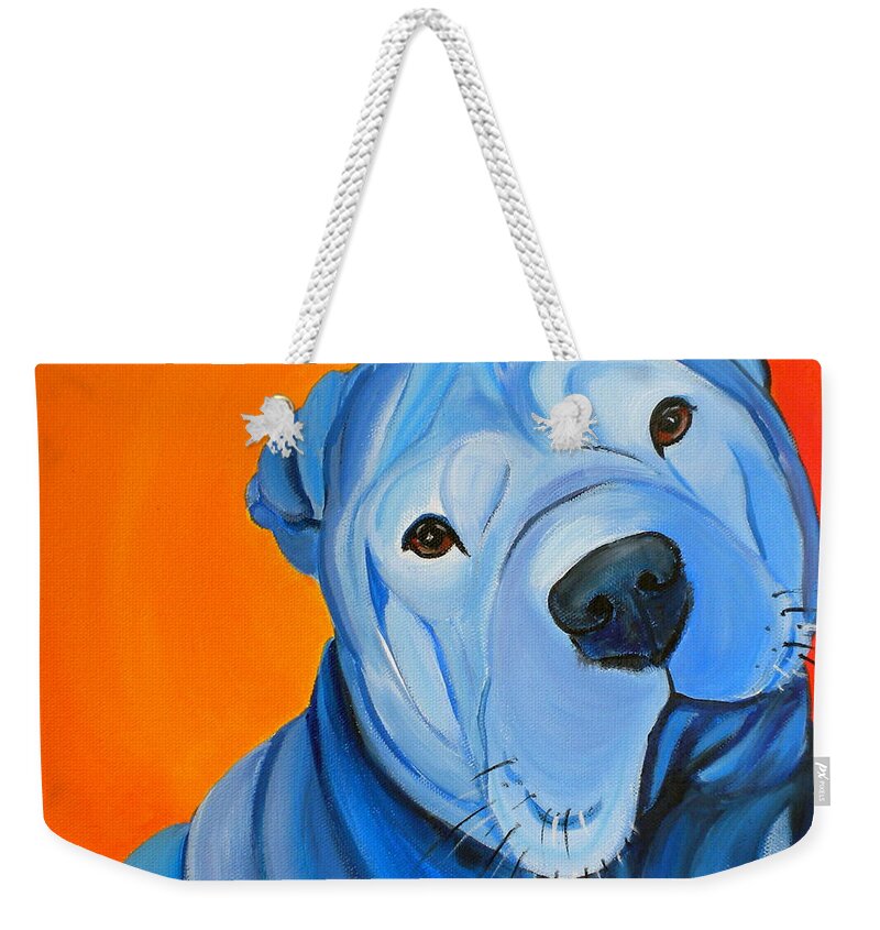 Shar Pei Weekender Tote Bag featuring the painting Cooper by Debi Starr