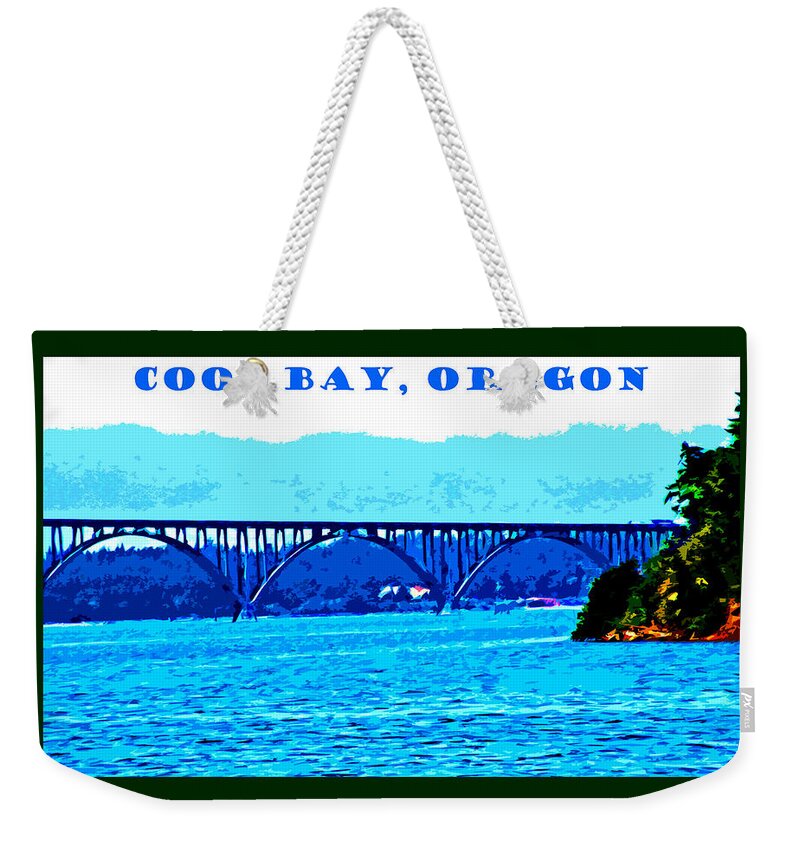 Coos Bay Bridge Oregon Weekender Tote Bag featuring the digital art Coos Bay Oregon by Joseph Coulombe