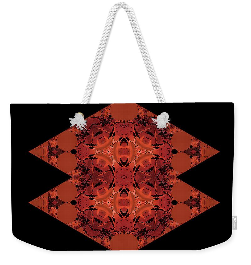 Black And Copper Weekender Tote Bag featuring the digital art Copper Double Diamond Abstract by Judi Suni Hall