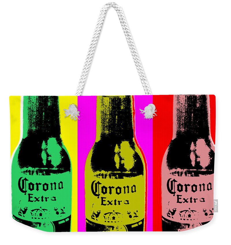 Corona Weekender Tote Bag featuring the digital art Corona beer by Jean luc Comperat