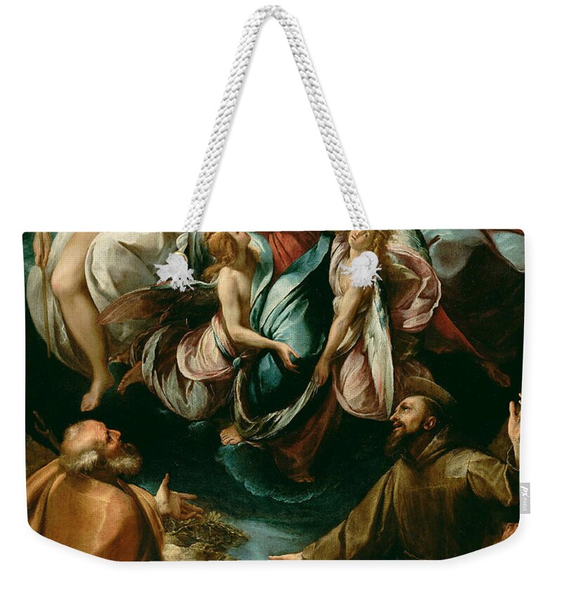 Giulio Cesare Procaccini Weekender Tote Bag featuring the painting Coronation of the Virgin with Saints Joseph and Francis of Assisi by Giulio Cesare Procaccini