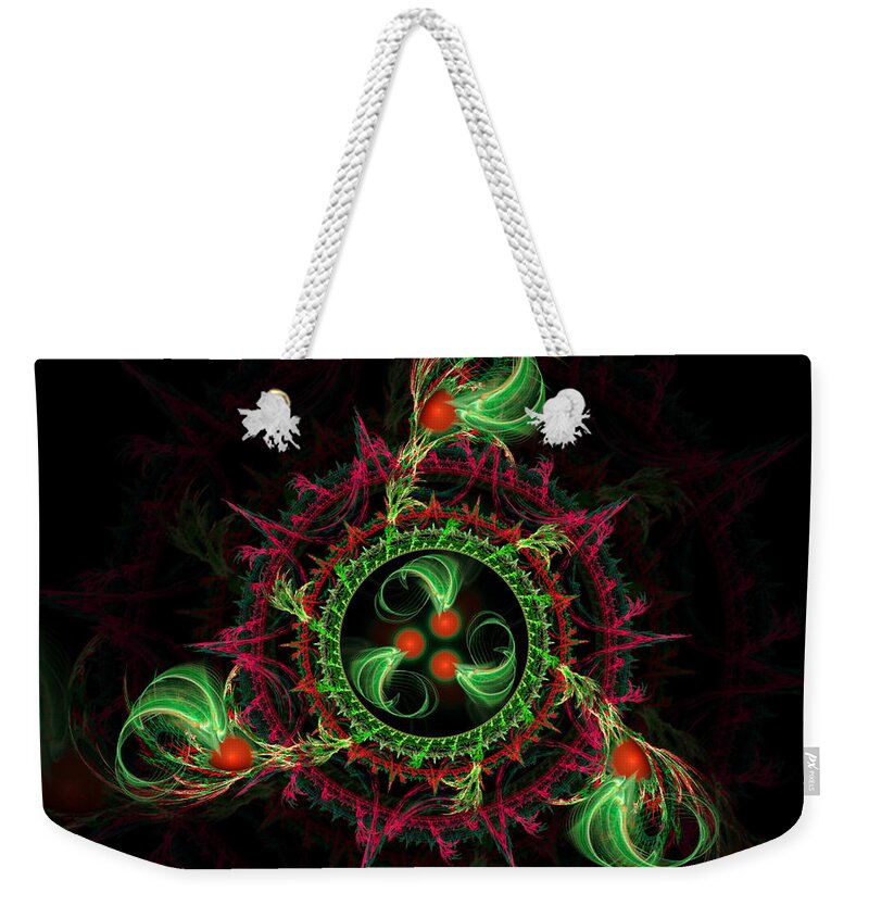 Abstract Weekender Tote Bag featuring the digital art Cosmic Cherry Pie by Shawn Dall