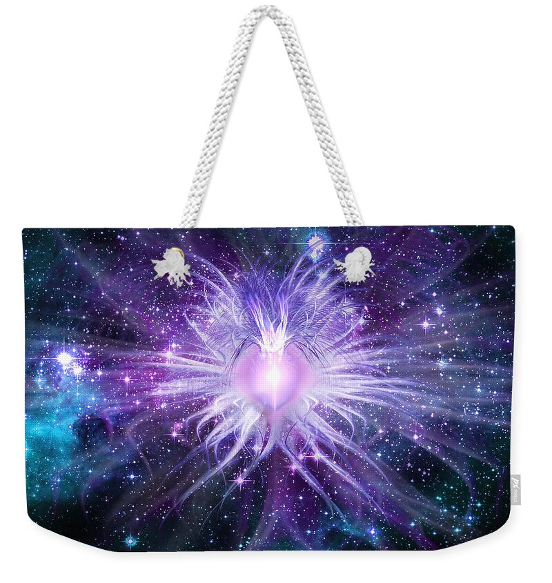 Corporate Weekender Tote Bag featuring the digital art Cosmic Heart of the Universe by Shawn Dall