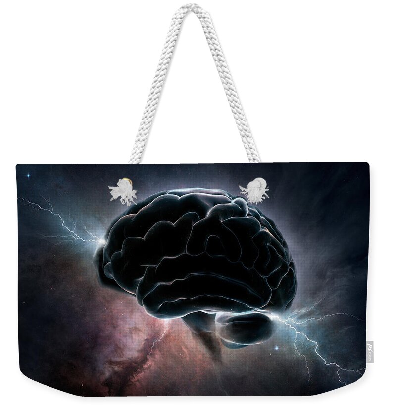 Brain Weekender Tote Bag featuring the digital art Cosmic Intelligence by Johan Swanepoel