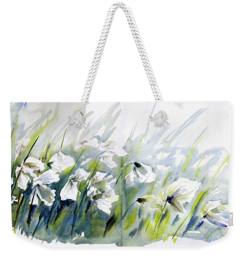 Beauty In Nature Weekender Tote Bag featuring the photograph Cotton Grass Blowing In Wind by Ikon Ikon Images