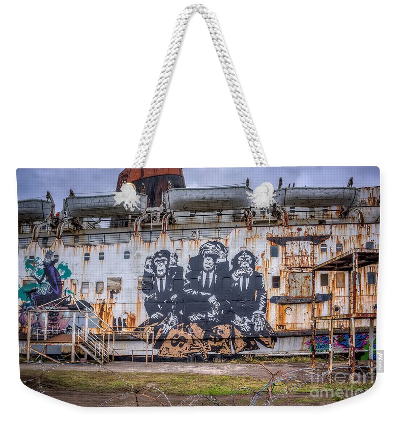 Duke Of Lancaster Weekender Tote Bag featuring the photograph Council of Monkeys by Adrian Evans