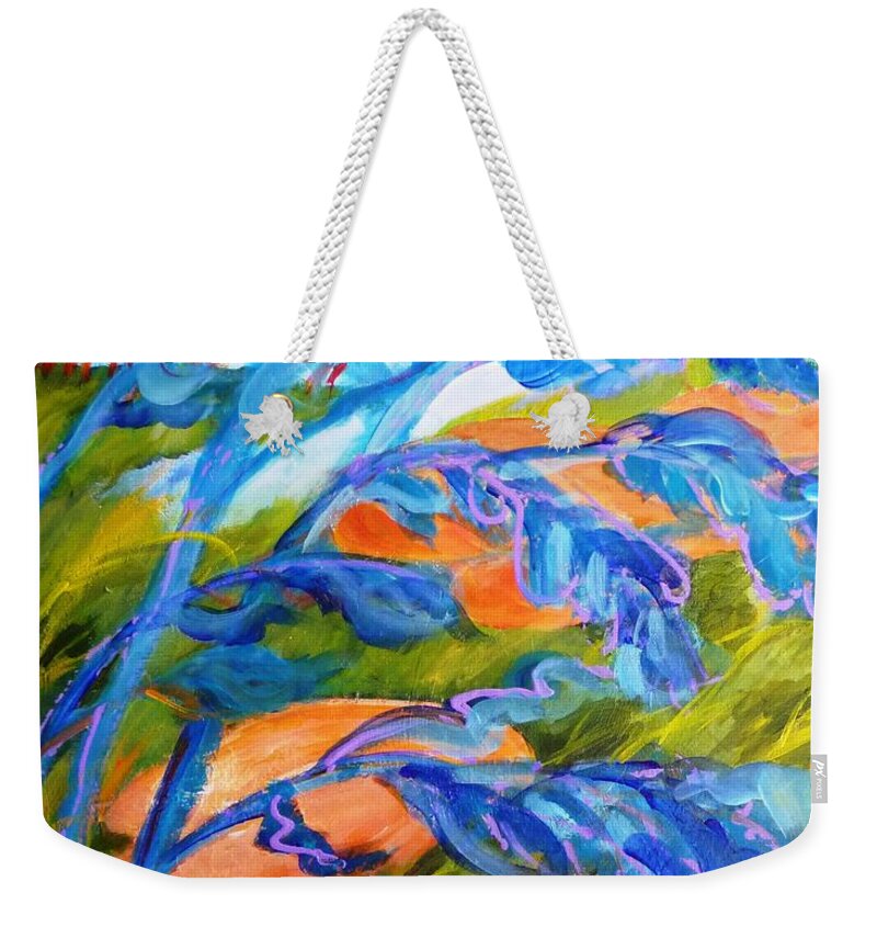 Windy Weekender Tote Bag featuring the painting Count the Wind by Betty M M Wong