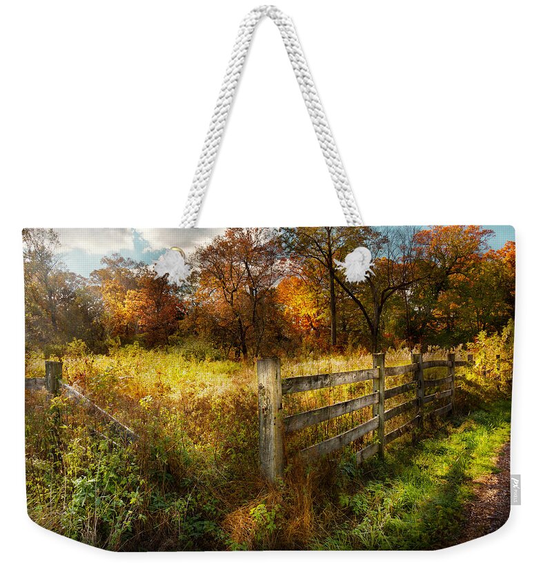 Season Weekender Tote Bag featuring the photograph Country - Autumn years by Mike Savad