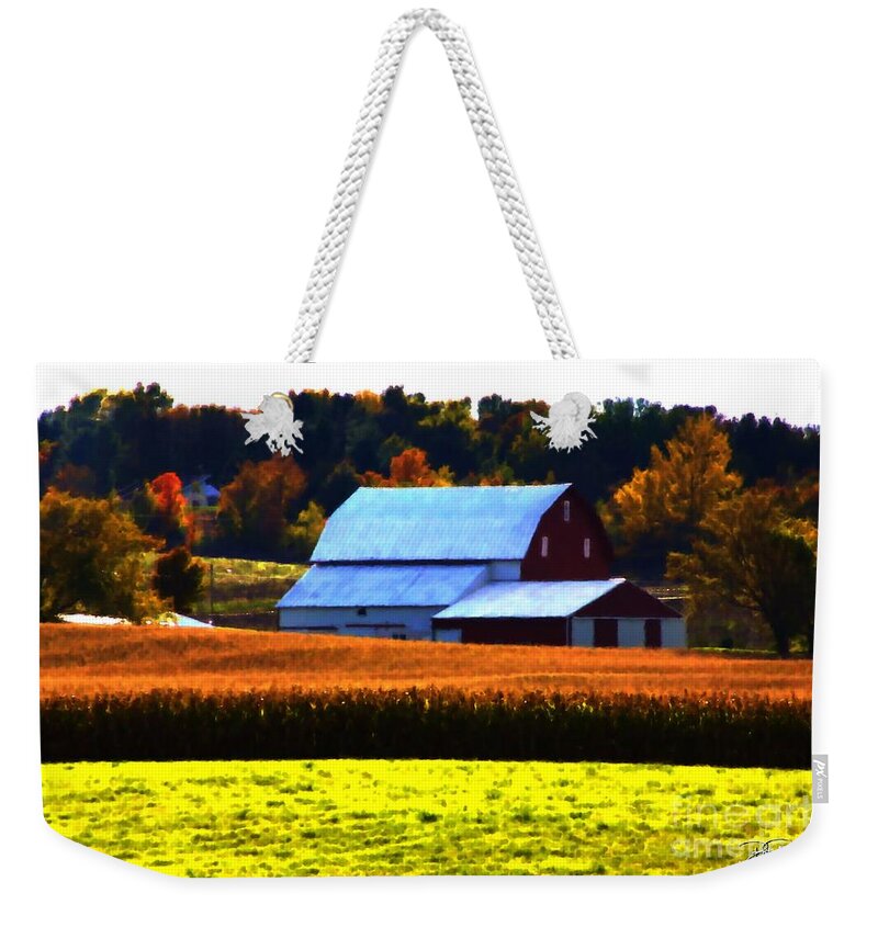 Barn Weekender Tote Bag featuring the painting Country Side by Bill Richards