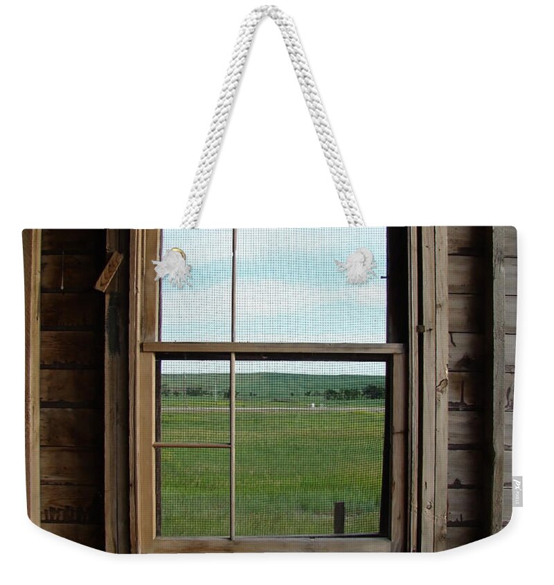 Window Weekender Tote Bag featuring the photograph Country Window Farm Scene by Cathy Anderson
