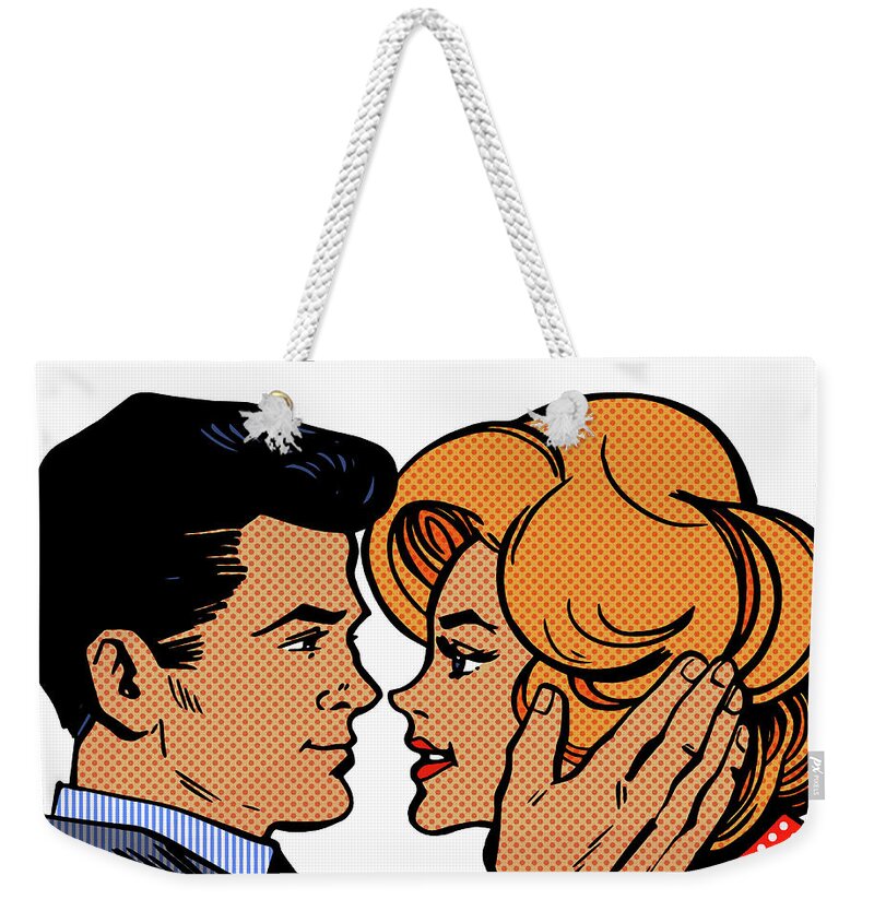 20-29 Weekender Tote Bag featuring the photograph Couple Staring Into Each Others Eyes by Ikon Images