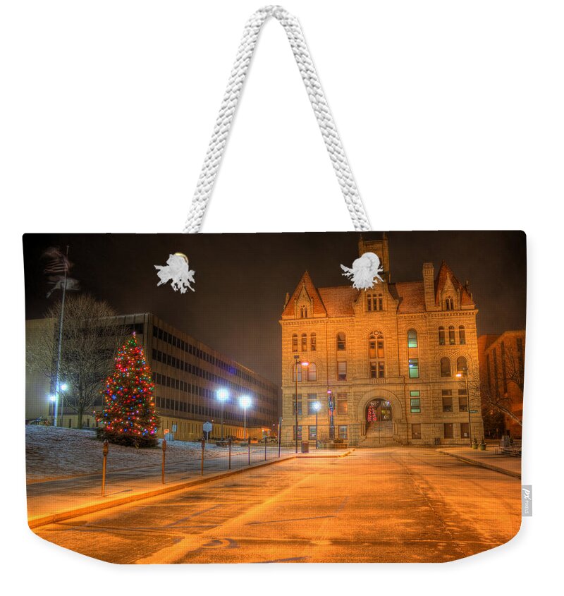 Parkersburg Weekender Tote Bag featuring the photograph Courthouse at Night by Jonny D