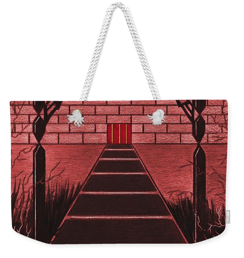 Courtyard Weekender Tote Bag featuring the drawing Courtyard by Danielle R T Haney
