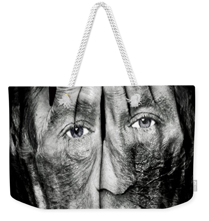 Robin Williams Weekender Tote Bag featuring the photograph Cover Thy Faces by Gary Keesler