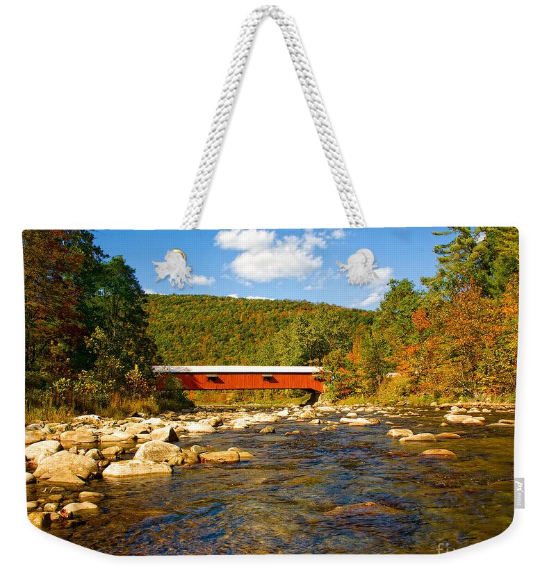 Nature Weekender Tote Bag featuring the photograph Covered Bridge by Ronald Lutz