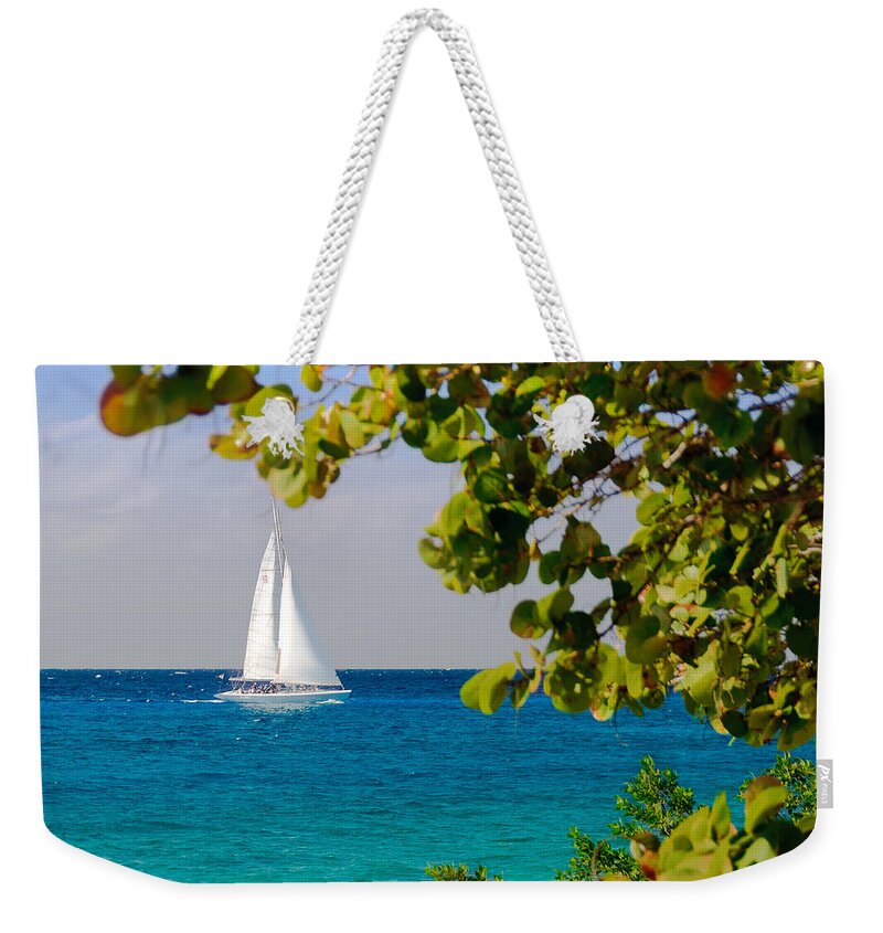 Cozumel Weekender Tote Bag featuring the photograph Cozumel Sailboat by Mitchell R Grosky