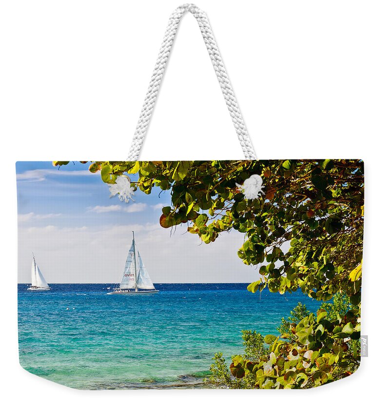 Cozumel Weekender Tote Bag featuring the photograph Cozumel Sailboats by Mitchell R Grosky