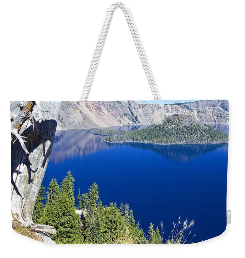 Crater Weekender Tote Bag featuring the photograph Crater Lake Panorama 090914B by Todd Kreuter