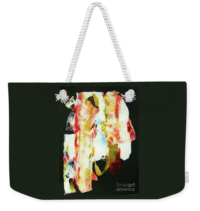 Abstraction Weekender Tote Bag featuring the painting CRAZY HORSE an American Hero by Thea Recuerdo