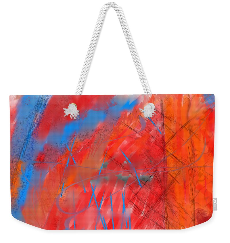 Abstract Weekender Tote Bag featuring the digital art Crazy Vibrance by Kristen Fox