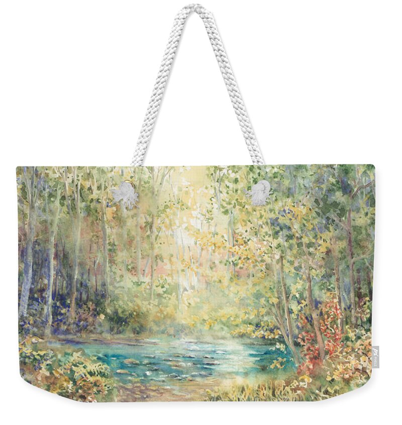 Sunlight Landscape Weekender Tote Bag featuring the painting Creek Walk by Marilyn Young