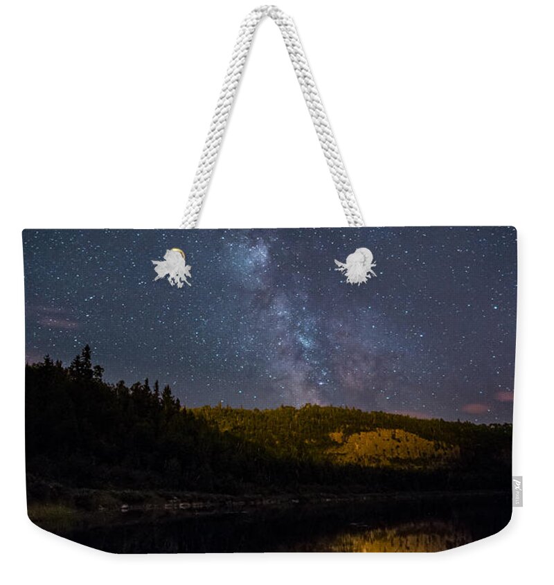 Astrophotography Weekender Tote Bag featuring the photograph Crescent Lake Midnight by Jakub Sisak