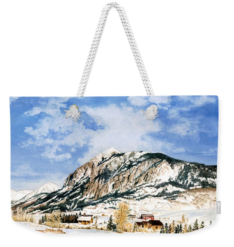 Water Color Paintings Weekender Tote Bag featuring the painting Crested Butte Mountain by Barbara Jewell