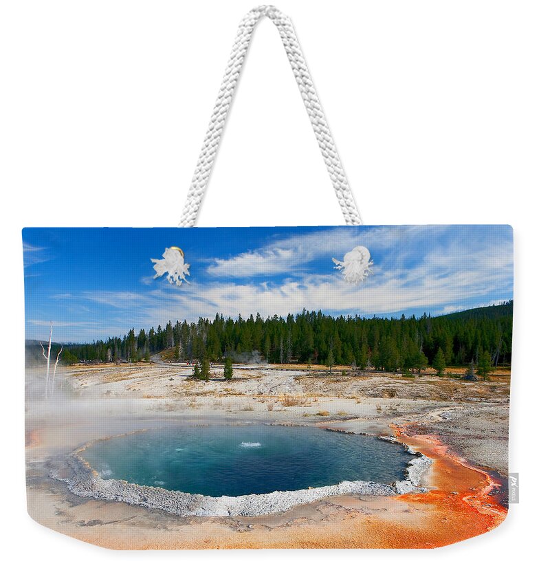 Crested Weekender Tote Bag featuring the photograph Crested Pool Yellowstone National Park by Ram Vasudev