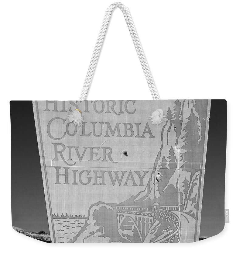 Columbia River Highway Sign Weekender Tote Bag featuring the photograph Historic Columbia River Highway Sign by David Lee Thompson