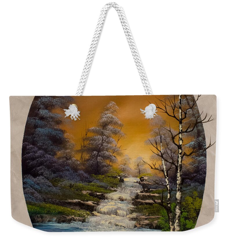 Landscape Weekender Tote Bag featuring the painting Copper Skies by Chris Steele