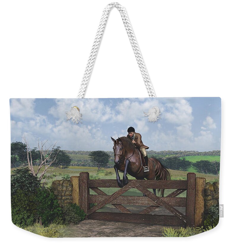 Horse Weekender Tote Bag featuring the digital art Cross Country by Jayne Wilson