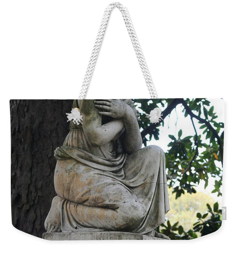 Cemetary Weekender Tote Bag featuring the photograph I Cross My Heart Angel by Lesa Fine