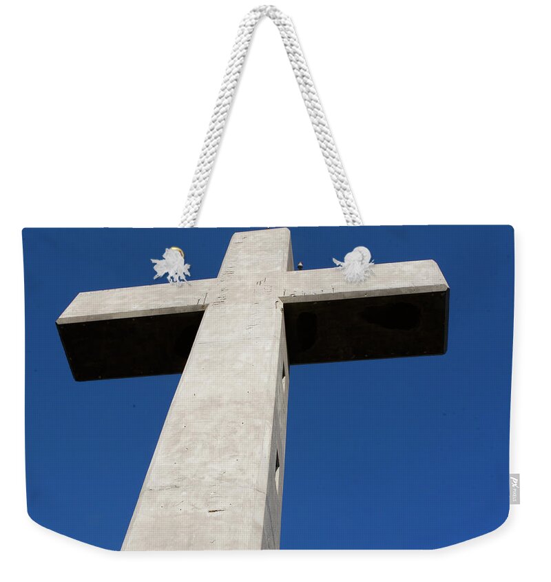 The Island Of Rhodes Weekender Tote Bag featuring the photograph Cross of Ancient Ialyssos - RHODES by Lorraine Devon Wilke