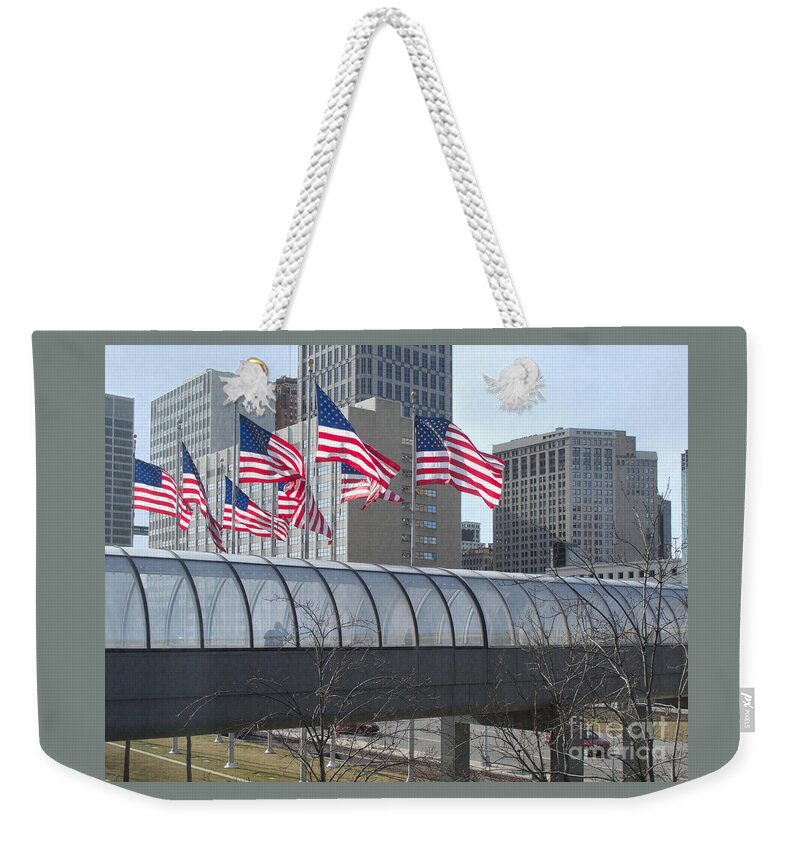 Detroit Weekender Tote Bag featuring the photograph Crossing Jefferson Avenue by Ann Horn