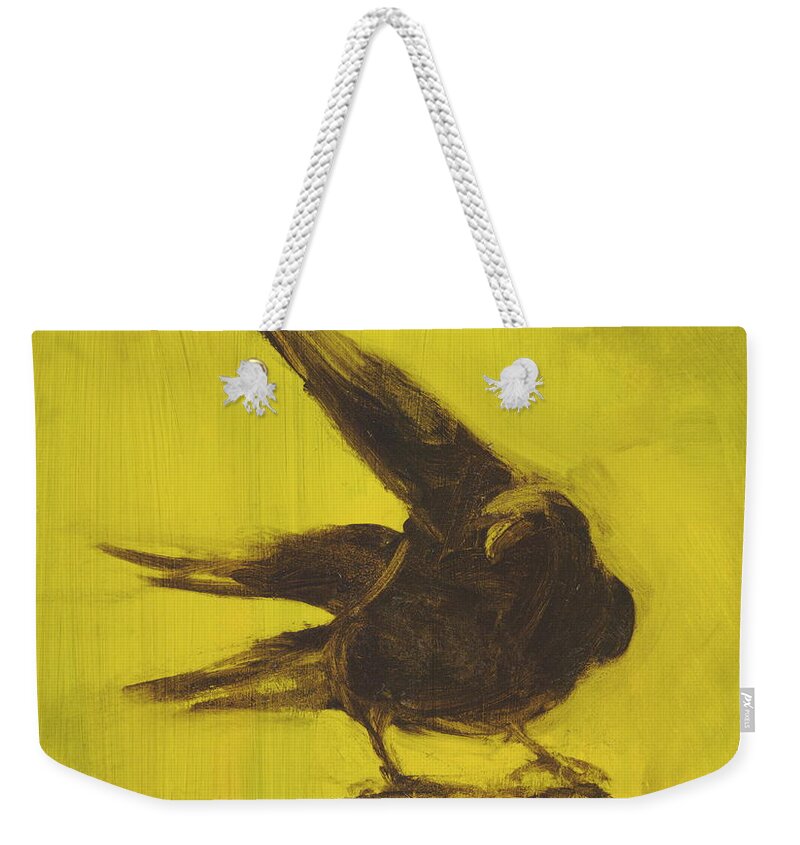 Crow Weekender Tote Bag featuring the painting Crow 2 by David Ladmore