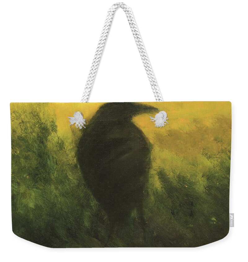 Crow Weekender Tote Bag featuring the painting Crow 5 by David Ladmore