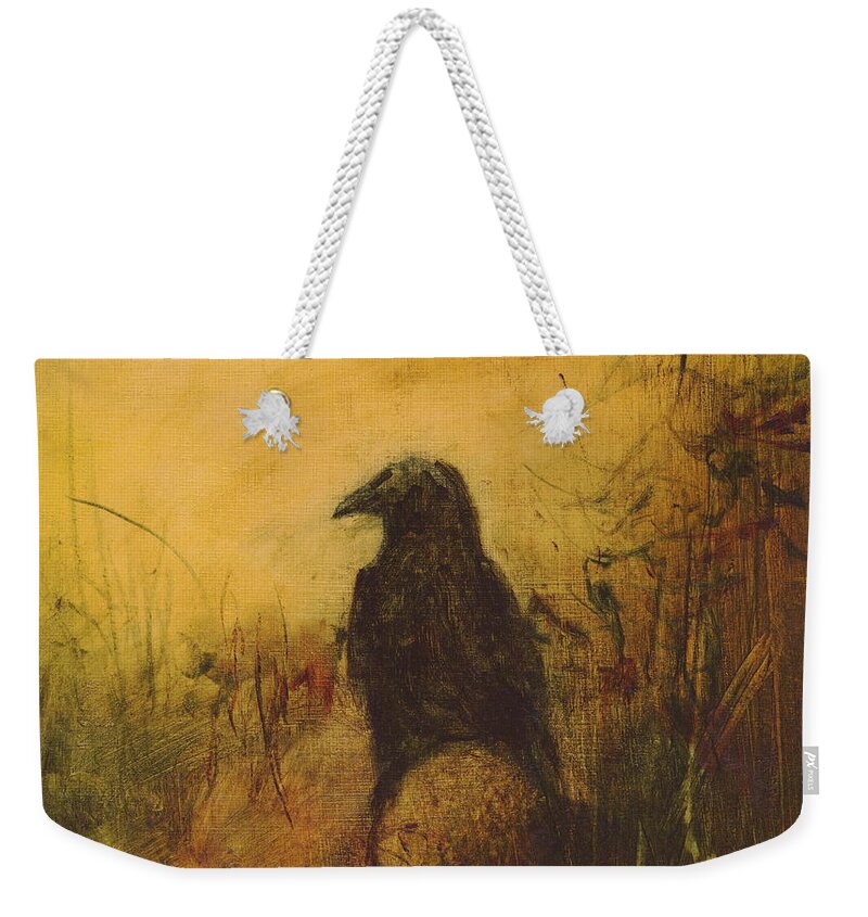 Crow Weekender Tote Bag featuring the painting Crow 7 by David Ladmore